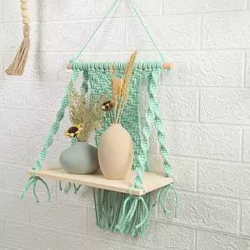 Настенный гобелен в стиле бохо, шикарная полка для гобеленов в технике макраме, книга, кашпо, ваза 30x60cm