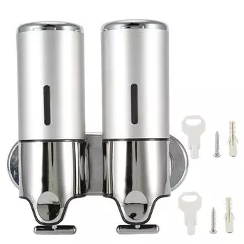 Настенный гостиничный туалетный диспенсер для жидкого мыла, ручной, для ванной, душа, шампуня, 6030, серебристый белый