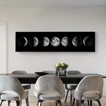 Настенный художественный постер с фазой Луны, черно-белый постер, эстетический принт на холсте, абстрактная живопись, настенная картина для гостиной, Cuadros Decorativos 20cm40cm NoFrame