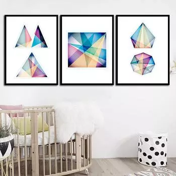 Настенный художественный принт на холсте, украшение для дома, картина, абстрактные ромбовидные геометрические картины, модульный постер в скандинавском стиле для гостиной 21*30cm