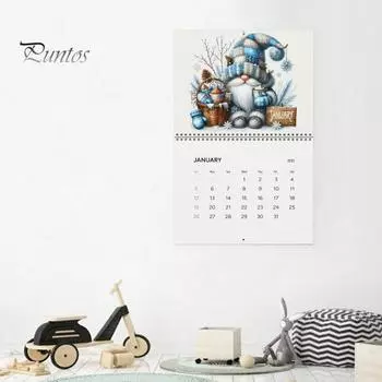 Настенный календарь 2025 Gnome, красочный ежемесячный планировщик с гномами, настенный календарь со спиральным переплетом для домашнего офиса, декор разноцветный