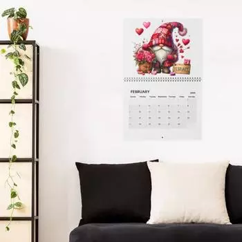 Настенный календарь 2025 Gnome, красочный ежемесячный планировщик с гномами, настенный календарь со спиральным переплетом для домашнего офиса, декор разноцветный