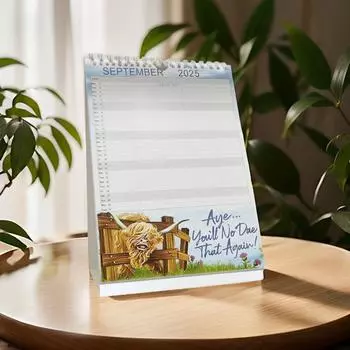 Настенный календарь 2025 года Highland Cattle Hanging Calendar Ежемесячный семейный планировщик Календарь для домашнего офиса Ежедневные заметки Напоминание коричневый