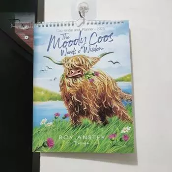 Настенный календарь 2025 года Highland Cattle Hanging Calendar Ежемесячный семейный планировщик Календарь для домашнего офиса Ежедневные заметки Напоминание коричневый