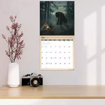 Настенный календарь 2025 года «Легенды снежного человека» Ежемесячный календарь-планировщик Подвесной календарь с иллюстрациями снежного человека для любителей приключений A