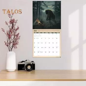 Настенный календарь 2025 года «Легенды снежного человека» Ежемесячный календарь-планировщик Подвесной календарь с иллюстрациями снежного человека для любителей приключений A