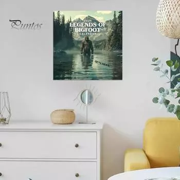 Настенный календарь 2025 года «Легенды снежного человека» Ежемесячный календарь-планировщик Подвесной календарь с иллюстрациями снежного человека для любителей приключений A