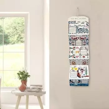 Настенный календарь 2025 года, мини-складной настенный календарь на 12 месяцев, планировщик расписания с иллюстрациями животных и природы для домашнего декора A