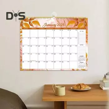 Настенный календарь 2025 года на 12 месяцев с цветочным подвесным календарем, ежедневным расписанием со списком дел и заметками для домашнего офиса, школьной организации C