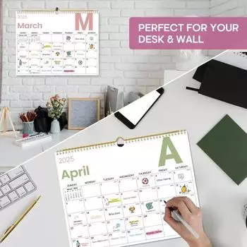 Настенный календарь 2025 года на 18 месяцев, большой подвесной календарь на январь 2025 г. - июнь 2026 г. Планировщик расписания для домашнего офиса 1pc
