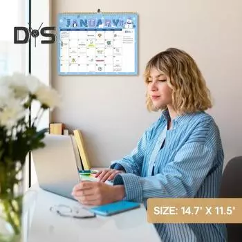 Настенный календарь 2025 года на 18 месяцев, большой подвесной календарь на январь 2025 г. - июнь 2026 г. Планировщик расписания для домашнего офиса 1pc