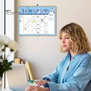 Настенный календарь 2025 года на 18 месяцев с января 2025 года по июнь 2026 года, подвесной календарь с двойным переплетом для домашнего офиса белый