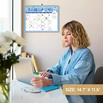 Настенный календарь 2025 года на 18 месяцев, большой подвесной календарь на январь 2025 г. - июнь 2026 г. Планировщик расписания для домашнего офиса 1pc