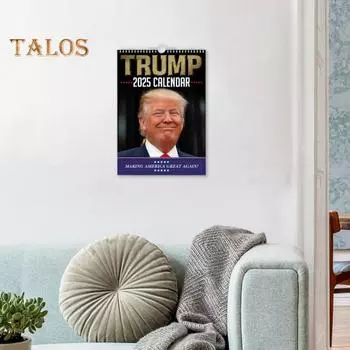 Настенный календарь 2025 года Настенный календарь Трампа на 12 месяцев с января по декабрь. Планировщик расписания для организации домашнего офиса A