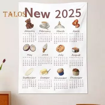 Настенный календарь 2025 года, разборчивая печать, настенное украшение, моющийся декор для домашнего офиса, напоминание о важных датах, прямоугольный, устойчивый к разрывам гобелен C