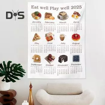 Настенный календарь 2025 года, разборчивая печать, настенное украшение, моющийся декор для домашнего офиса, напоминание о важных датах, прямоугольный, устойчивый к разрывам гобелен C