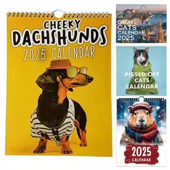 Настенный календарь 2025 года с рисунком собаки, настенный календарь, ежемесячный ежедневник, праздничный органайзер для домашнего офиса, декор A