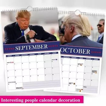 Настенный календарь 2025 года с забавными фигурками Трампа, настенный календарь на 12 месяцев, органайзер для домашнего офиса, декор A