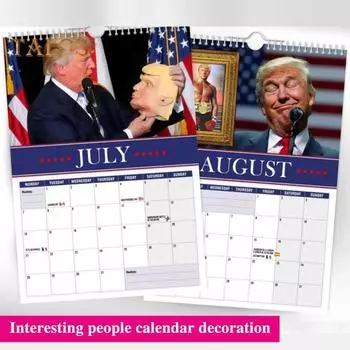 Настенный календарь 2025 года с забавными фигурками Трампа, настенный календарь на 12 месяцев, органайзер для домашнего офиса, декор A