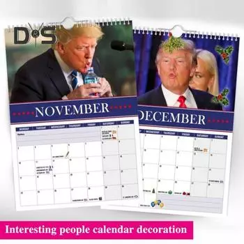 Настенный календарь 2025 года с забавными фигурками Трампа, настенный календарь на 12 месяцев, органайзер для домашнего офиса, декор A