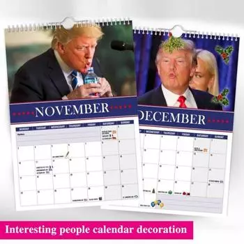 Настенный календарь 2025 года с забавными фигурками Трампа, настенный календарь на 12 месяцев, органайзер для домашнего офиса, декор A