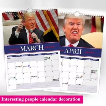 Настенный календарь 2025 года с забавными фигурками Трампа, настенный календарь на 12 месяцев, органайзер для домашнего офиса, декор A
