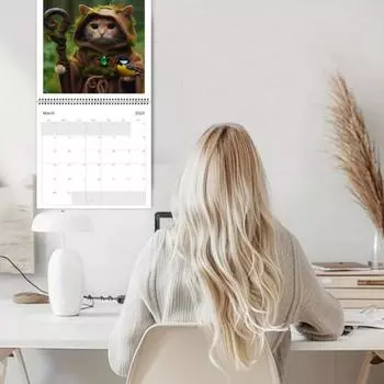 Настенный календарь 2025 года Weird Medieval Quest Cats Настенный календарь на 12 месяцев Мультяшный кот