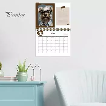 Настенный календарь для собак на 2025 год, ежемесячный настенный календарь, семейный календарь, домашний органайзер, календарь с милой собакой, забавный инструмент для управления временем Dog