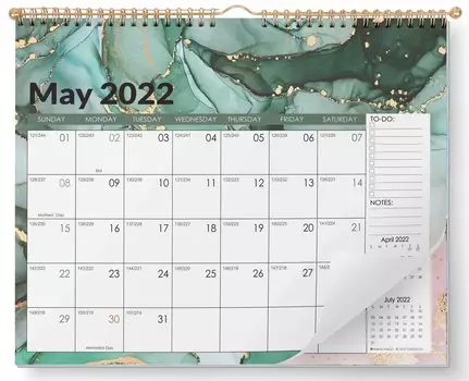 Настенный календарь Inkdotpot 11 x 8,5 - работает до декабря 2023 г. Подвесной ежемесячный календарь на спиральный переплет на 2022-2023 гг. для дома или офиса 11x8.5 inches тил зеленый