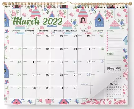 Настенный календарь Inkdotpot 11 x 8,5 - работает до декабря 2023 г. Подвесной ежемесячный календарь на спиральный переплет на 2022-2023 гг. для дома или офиса 11x8.5 inches белый