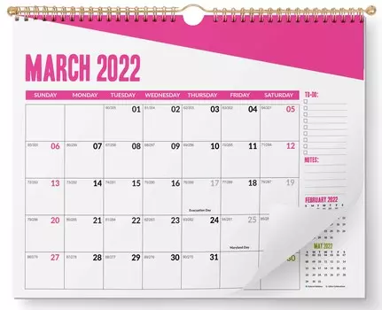 Настенный календарь Inkdotpot 11x8,5 – действует до декабря 2023 г. Ежемесячный календарь на 2022–2023 гг. 11x8.5 Inch белый