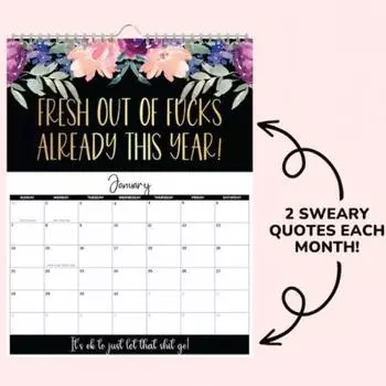 Настенный календарь на 2024 год для уставших женщин, тонкая работа, цветочный узор, забавный ежемесячный календарь, офисный подвесной подарок на Хэллоуин Flower