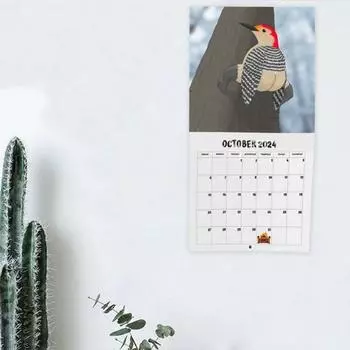 Настенный календарь на 2024 год с рисунком птицы, большой письменный планировщик, ежедневные мероприятия, забавный настенный календарь