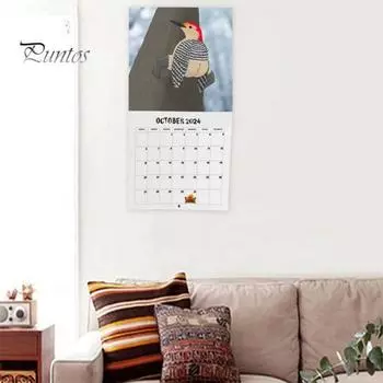 Настенный календарь на 2024 год с рисунком птицы, большой письменный планировщик, ежедневные мероприятия, забавный настенный календарь Bird