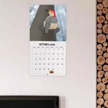 Настенный календарь на 2024 год с рисунком птицы, большой письменный планировщик, ежедневные мероприятия, забавный настенный календарь Bird