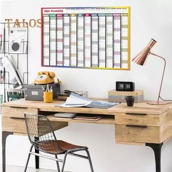 Настенный календарь на год 2025 г. Настенный календарь на целый год на одной странице Планировщик на 12 месяцев с наклейками для офиса и школы D
