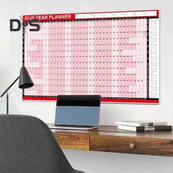 Настенный календарь на год 2025 г. Настенный календарь на целый год на одной странице Планировщик на 12 месяцев с наклейками для офиса и школы D