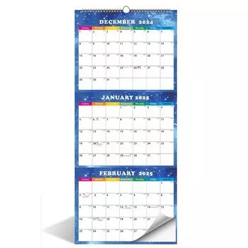 Настенный календарь, настенный календарь на 3 месяца (Сложенный за месяц),Вертикальный календарь, плотная бумага One Size