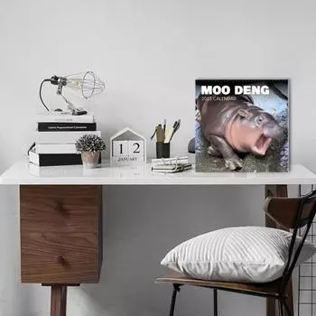 Настенный календарь с изображением бегемота 2025 года, ежемесячный календарь с изображениями карликового бегемота, подвесной календарь с изображением бегемота, подарок для семьи, друзей, любителей животных B