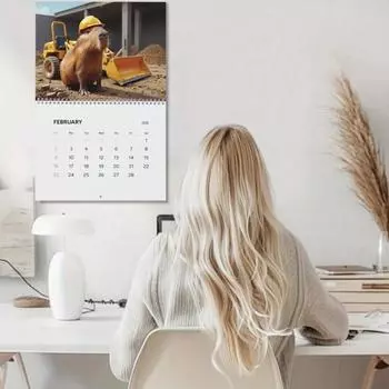 Настенный календарь с изображением капибары на 2025 год, ежемесячный календарь с изображением капибары, подвесной календарь с изображением животных, подарок для любителей капибары A