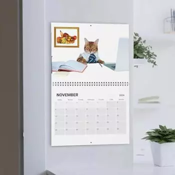 Настенный календарь с кошками на 2025 год, симпатичный настенный календарь с кошками, ежемесячный планировщик, напоминание о праздничных датах для домашнего офиса Cat
