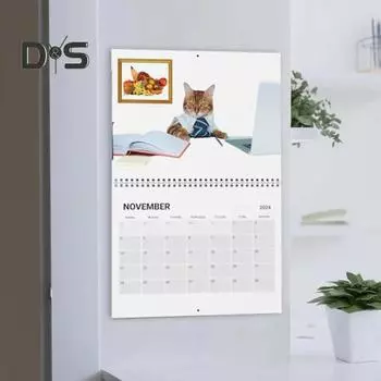 Настенный календарь с кошками на 2025 год, симпатичный настенный календарь с кошками, ежемесячный планировщик, напоминание о праздничных датах для домашнего офиса Cat