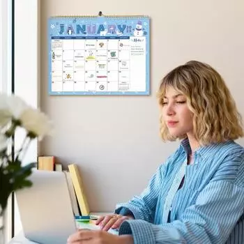 Настенный календарь Yousheng 2025, 18-месячный календарь с января 2025 по июнь 2026 года, подвесной календарь с двойным переплетом для домашнего офиса белый