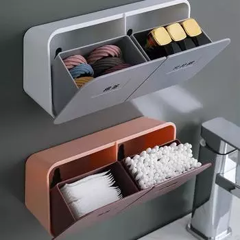 Настенный контейнер для тампонов, держатель для ватных палочек, органайзер для косметики, органайзер для ванной комнаты, пластиковый держатель для ватных дисков розовый