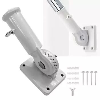 Настенный кронштейн для флагштока с регулировкой на 180 градусов, держатель для флага из алюминиевого сплава, основание для крепления флагштока с принадлежностями белый