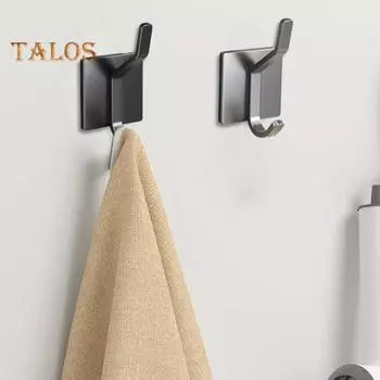 Настенный крючок без сверления Самоклеящийся Противоскользящий Водонепроницаемый Большая несущая способность Антикоррозийная Одежда для ванной комнаты Полотенце Хранение кухонных принадлежностей Двойное серый