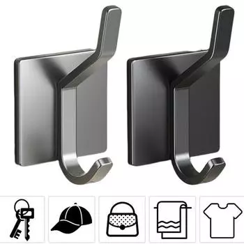 Настенный крючок без сверления, самоклеящийся, противоскользящий, водонепроницаемый, выдерживает большую нагрузку, антикоррозийный, одежда для ванной комнаты, полотенце, хранение кухонной утвари чёрный