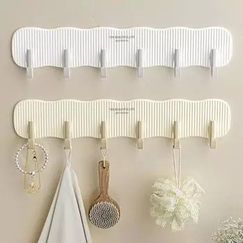 Настенный крючок без ударов, отличная несущая способность, противоскользящие 6 крючков, водонепроницаемая вешалка для кухонных полотенец для ванной комнаты, шляпа на плечо светло-желтого