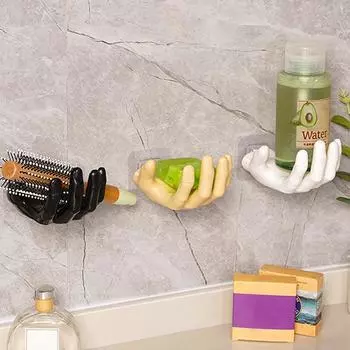 Настенный крючок для хранения смолы, вешалка в форме руки, бесследные принадлежности для ванной комнаты, декоративная отделка без ударов жёлтый