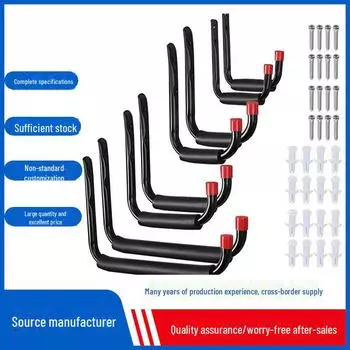 Настенный крючок для хранения велосипедов из черной железной трубы для гаража, склада, сада, помещения Small square hook